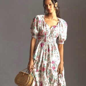Anthropologie Floral Maxi Dress - Pink and Green